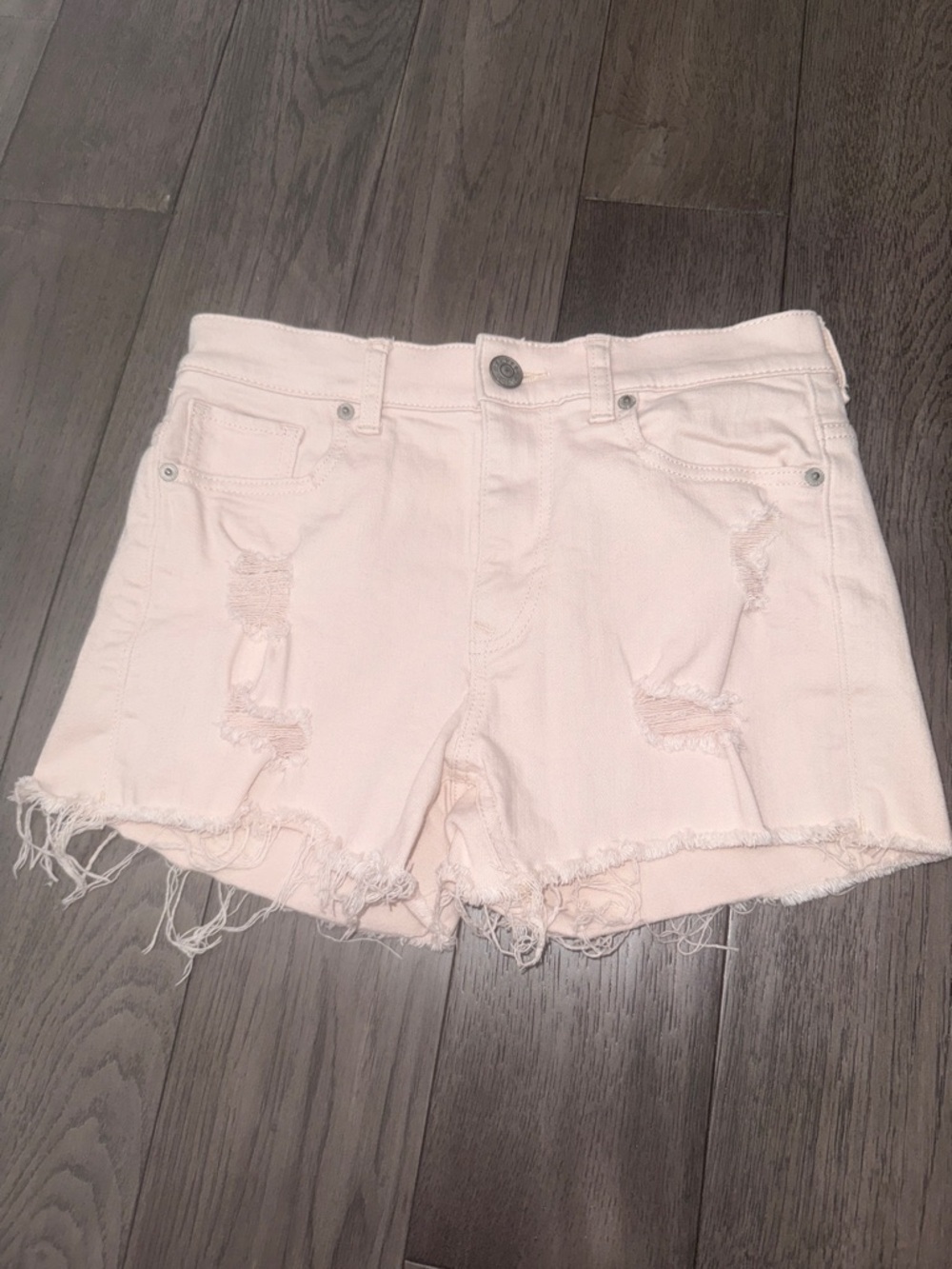 Express Jeans Distressed Women's pale Pink Denim Shorts